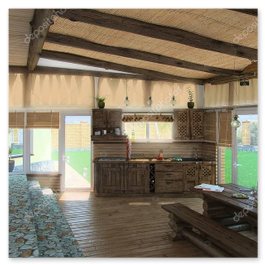 Sala-menjador amb cuina equipada