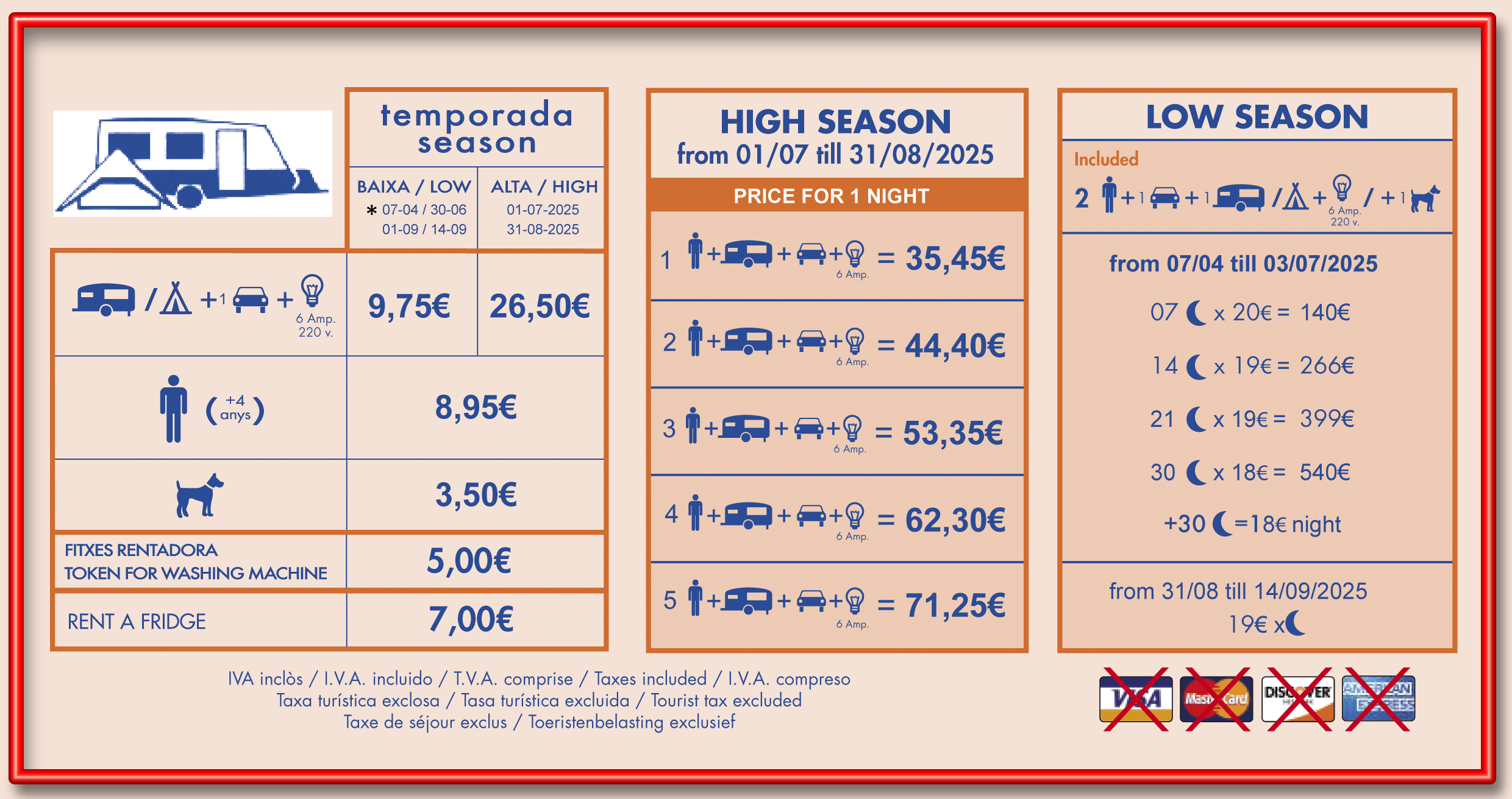 Preus de parcel.la de camping a l´Estartit.